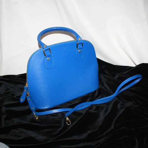 Vera Pelle Handbags - Vera Pelle Bright Blue Bucket Purse/Crossbody